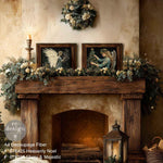 Load image into Gallery viewer, Heavenly Noel Redesign with Prima A4 Decoupage Fiber Paper with winged angel framed on a rustic festive fireplace
