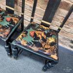 Load image into Gallery viewer, Black, Green and Gold Pair of Distressed Chairs
