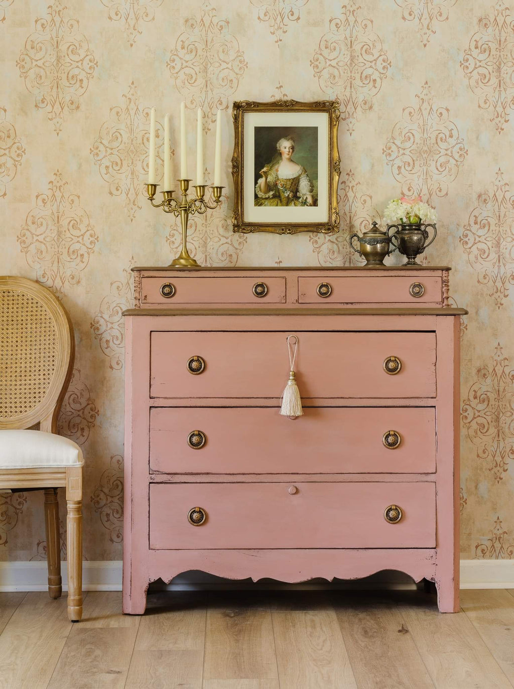 HH Milk Paint chest of drawers painted in Dusty Rose 