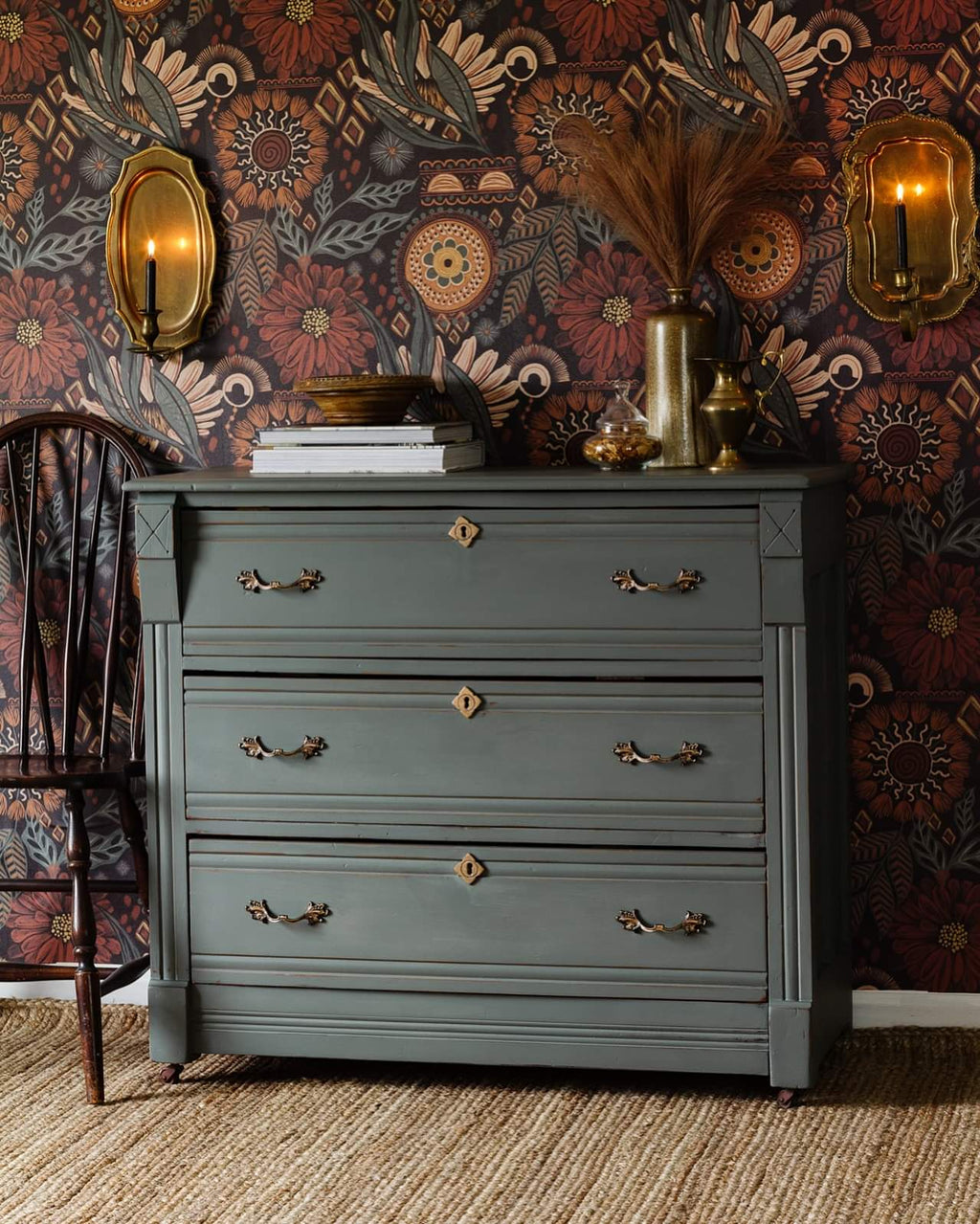 HH Milk Paint chest of drawers painted in Windsor green