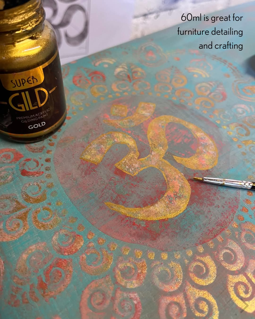 Gold Guild Lane Super Guild Acrylic Enamel Waterbased metallic guilding paint, Gold leaf effect - how far 60ml goes