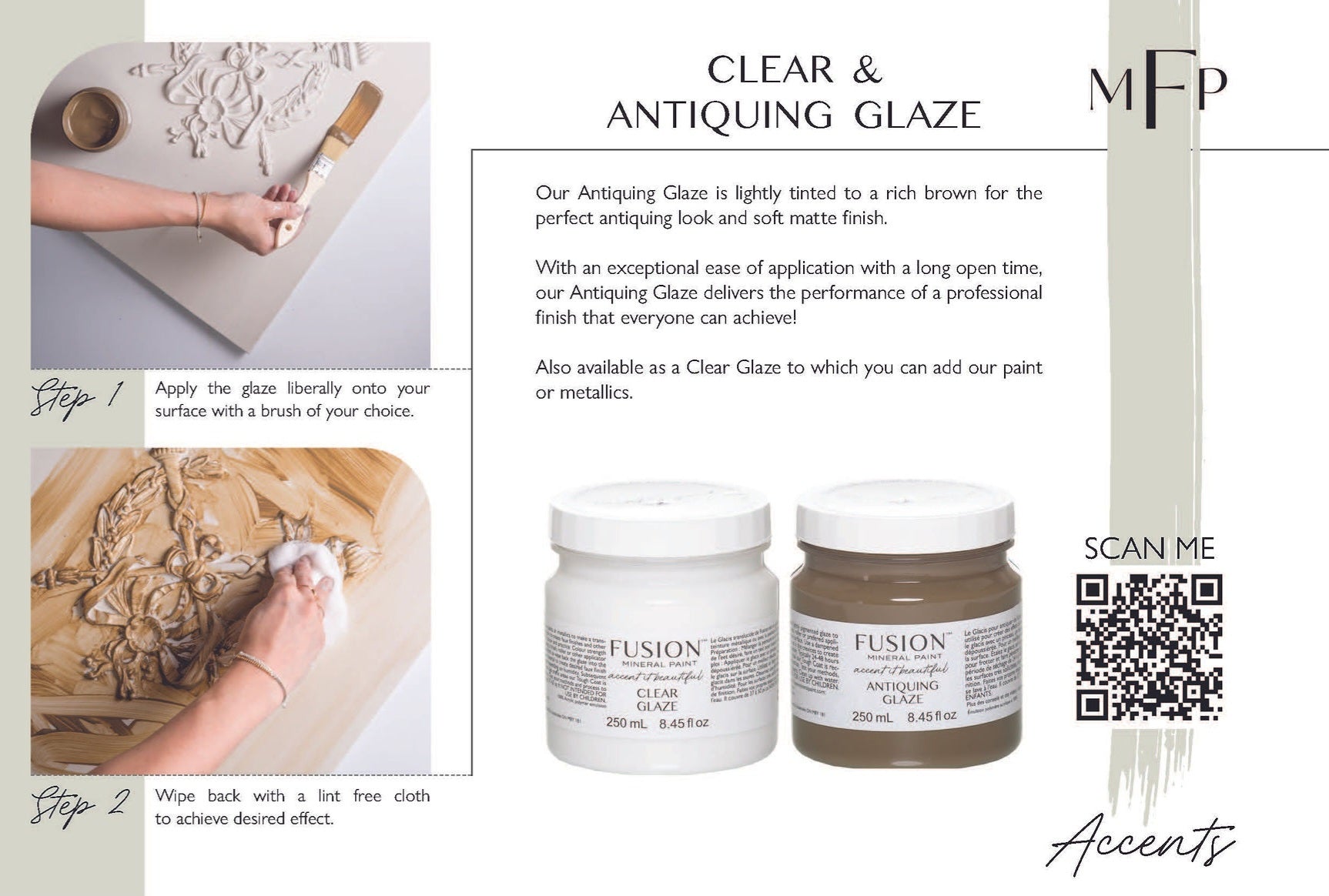 Instructions for using fusion antiquing and clear glaze