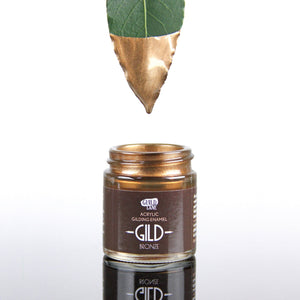 Leaf dipped in Original Acrylic Gilding Enamel by Guild Lane jar - Bronze