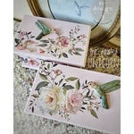 Load image into Gallery viewer, Blush Reverie Redesign with Prima Middy Transfer with soft pink and peach rose blooms on baby pink drawer fronts with hummingbird moulds added
