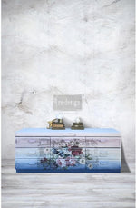 Load image into Gallery viewer, Imperial Garden Extra Large Redesign with Prima Transfer on an ombre blue cabinet
