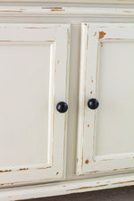 Load image into Gallery viewer, Homestead House Milk Paint Stone Fence closeup of door with distressing and chippy
