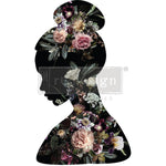 Load image into Gallery viewer, Floral Silhouette Redesign with Prima Extra Large Transfer featuring a women's head and shoulder Silhouette filled with realistic flowers
