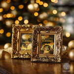 Load image into Gallery viewer, Holiday Heirloom Redesign with Prima Gold Foil Christmas transfer by Kacha in beautiful ornate gold picture frames

