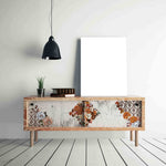 Load image into Gallery viewer, Classic Peach Redesign with Prima Middy Transfer - soft peach vintage florals and damask pattern on a flat fronted sideboard
