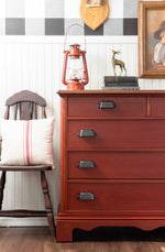 Load image into Gallery viewer, Homestead House Milk Paint Voyageur painted chest of drawers close up

