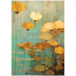 Load image into Gallery viewer, Eternal Lotus A1 Redesign With Prima Fibre Decoupage Paper, turquoise and gold lily pad leaf design 

