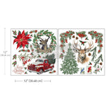 Load image into Gallery viewer, Christmas Memories Redesign with Prima 12 inch x 12 inch square transfer with reindeer, Christmas tree, wreaths and garlands
