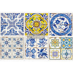 Load image into Gallery viewer, Casa Tile Redesign with Prima Small transfer - lemon yellow and cobalt blue Mediterranean tile patterns
