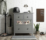 Load image into Gallery viewer, Natural Flora Redesign with Prima Small Transfer - peach and cream chrysanthemums on the front of khaki green drawers
