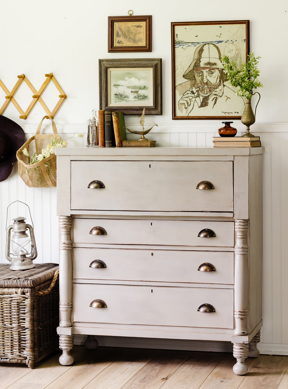 Homestead House Milk Paint Silhouette painted antique chest of drawers