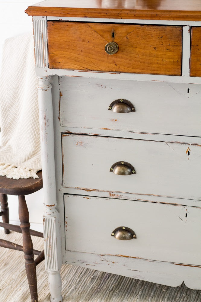 Homestead House Milk Paint Cathedral Taupe vintage drawers