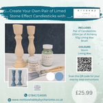 Load image into Gallery viewer, Storm blue limed stone effect candlestick painting kit
