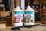 Load image into Gallery viewer, Two bottles of 4 litre Polyvine Interior Extreme Varnish on a workbench with tools in the background.
