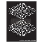 Load image into Gallery viewer, Dotted Flourish Redesign with Prima Stencil Delicate Filigree Damask Crest Pattern
