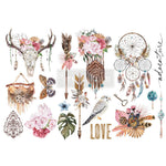 Load image into Gallery viewer, Bohemian Solstice Redesign with Prima Small Transfer - horned animal skull, falcon, boho florals, macrame and dream catchers
