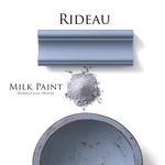 Load image into Gallery viewer, Homestead House Milk Paint Rideau Flat Lay with powder, painted trim and chippy bowl
