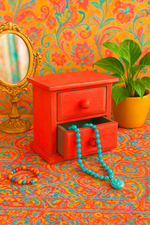Load image into Gallery viewer, Coral and teal Milk Paint miniature painted vintage drawers
