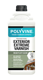 Load image into Gallery viewer, 1 litre Dead Flat Polyvine exterior extreme varnish bottle on a white background
