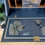 Load image into Gallery viewer, Gold taped border design on Fusion Mineral Paint Chestler blue bureau
