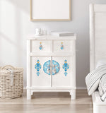 Load image into Gallery viewer, Redesign with Prima Artisanal Tile Small Transfer in blues, cobalt, ochre on the front of a white cupboard
