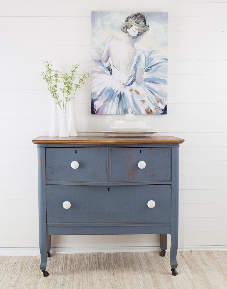 Homestead House Milk Paint Rideau Blue painted Chest of drawers