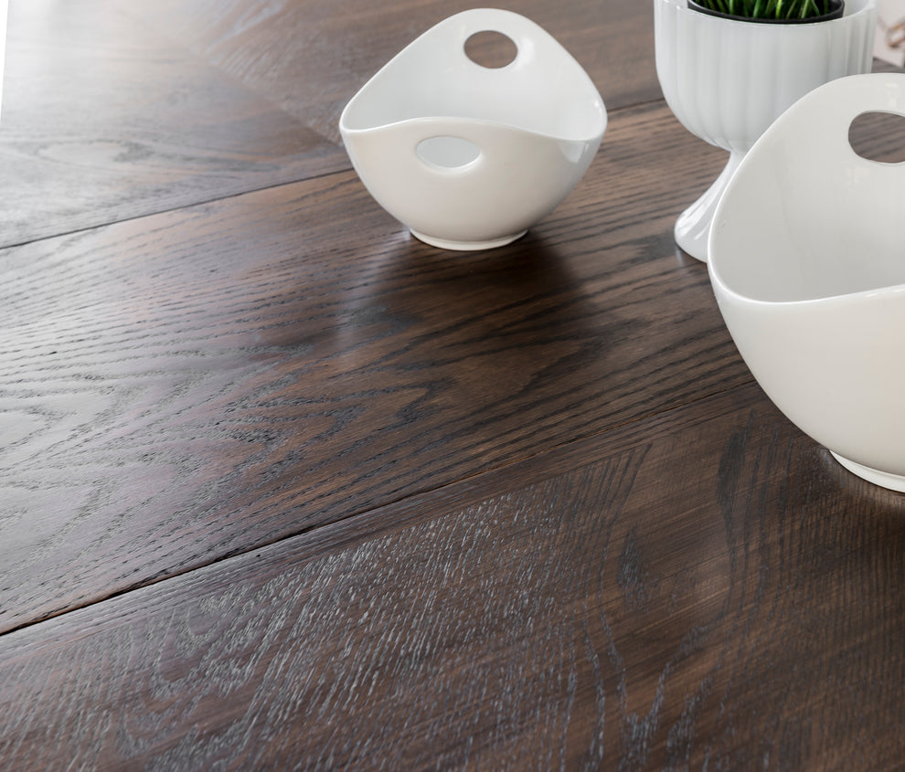 Homestead House Milk Paint Chocolate used as a stain on table top