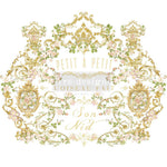 Load image into Gallery viewer, Petit a Petit Redesign with Prima Transfer from the Kacha Collection featuring gold scrolls and pretty pink roses and flowers
