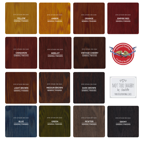 General Finishes Waterbased Wood Dye Colour Range