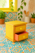 Load image into Gallery viewer, Coral and yellow Milk Paint miniature painted vintage drawers 
