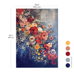 Load image into Gallery viewer, A Colourful Bunch Redesign A1 Fibre Decoupage Paper with dark blue navy background and red, yellow and pink flowers
