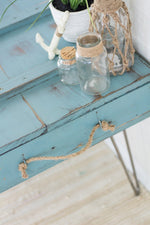 Load image into Gallery viewer, Homestead House Milk Paint Niagra beachy effect distressed close up

