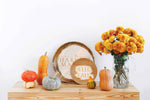 Load image into Gallery viewer, Fall Festive Redesign with Prima Middy Transfer - Autumn script phrases and pumpkins on wooden trays and plates
