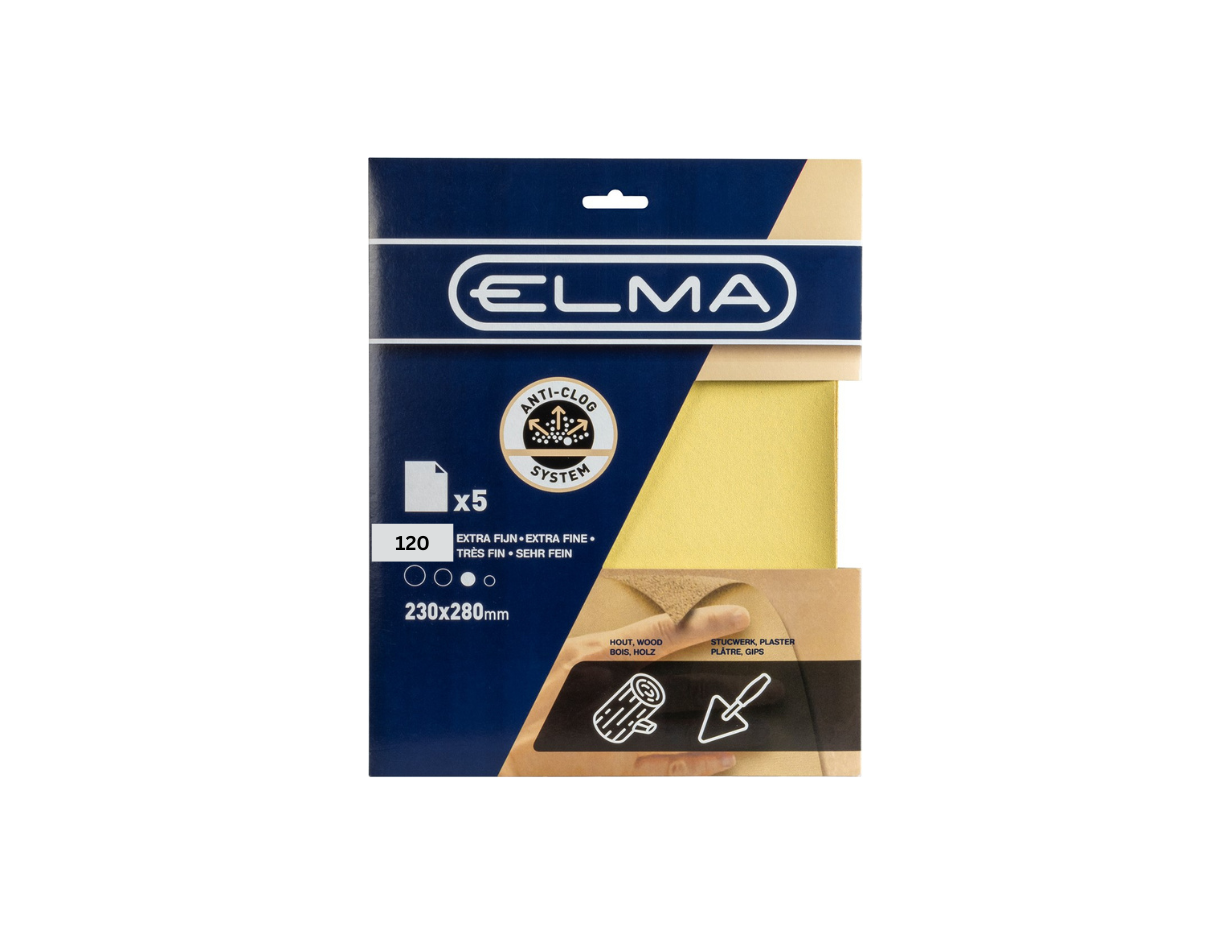 Elma 120 grit sandpaper x 5 sheets