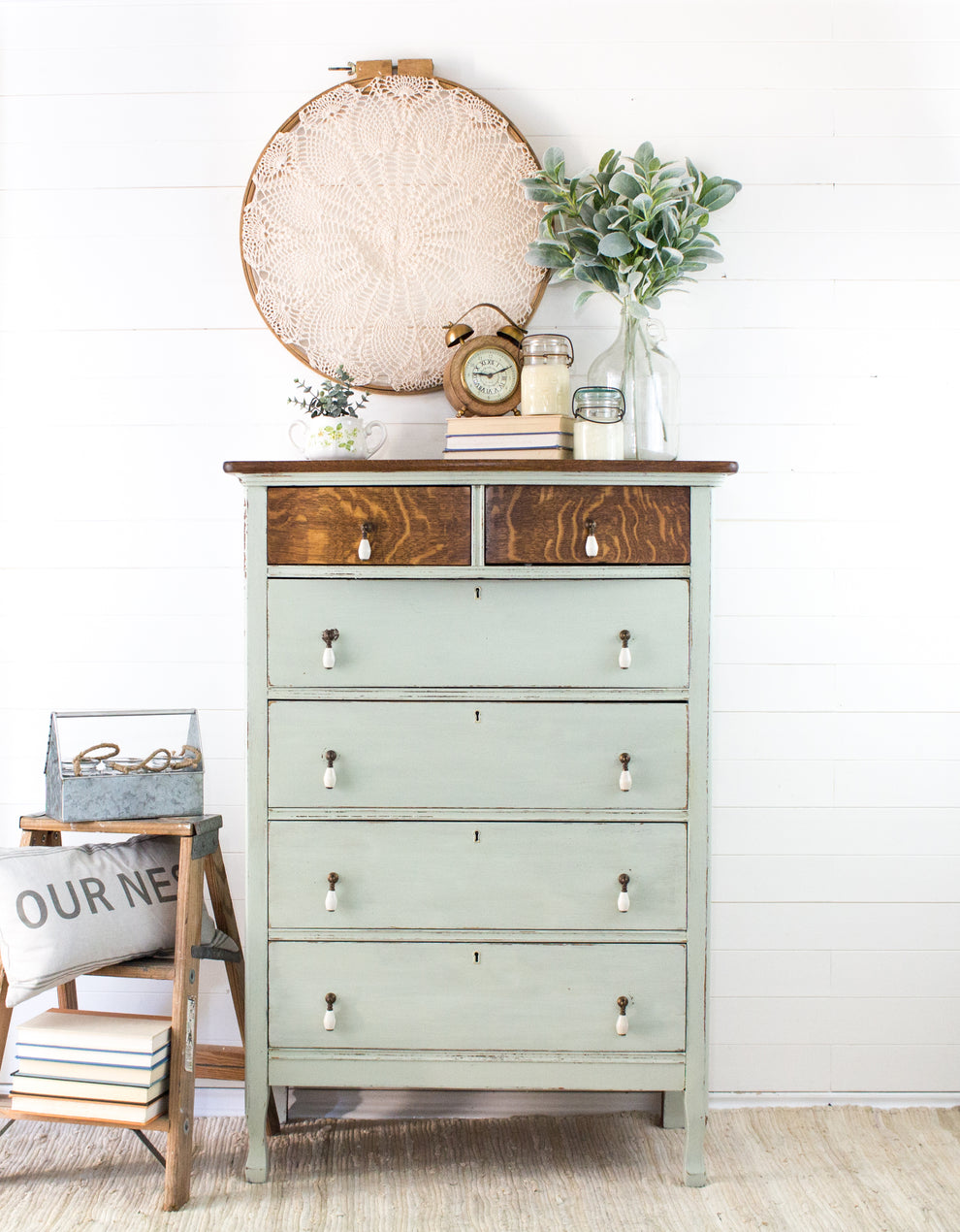 Homestead House Milk Paint Craftsman painted chest of drawers