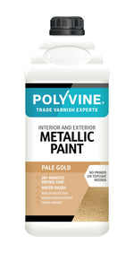 Load image into Gallery viewer, Bottle of Pale Gold Polyvine Metallic Paint - available in 100ml, 500ml, 1 litre, 2 litre
