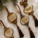 Load image into Gallery viewer, Holiday Heirloom Redesign with Prima Gold Foil Christmas transfer by Kacha, applied to detailed resin baubles
