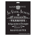 Load image into Gallery viewer, Satin Soie Redesign with Prima Stencil from the Kacha Collection featuring vintage french typography
