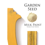 Load image into Gallery viewer, Homestead House Milk Paint Garden Seed Flat Lay with powder, painted trim and distressed patterned trim
