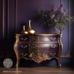 Load image into Gallery viewer, Manor Swirls Redesign with Prima Gold Foil Transfer on an elegant deep plum bomb chest

