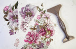 Load image into Gallery viewer, Dreamy Florals Redesign with Prima Small Transfer - mauve, burgundy and purple florals close up with transfer tool
