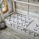 Load image into Gallery viewer, Osmo Wood Wax applied to a child's bed in pale grey colour
