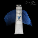 Load image into Gallery viewer, Tube of Chromaflex Blue Butterfly paint with a blue swatch on a black background
