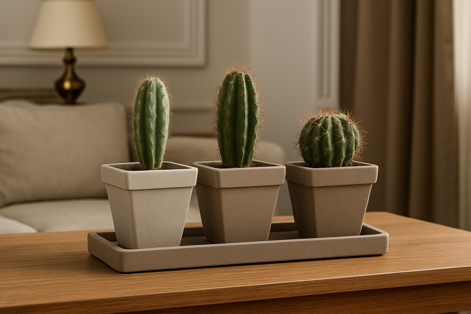 Fusion mineral paint Trio of ombre plant pots in Cobblestone and Elmwood