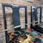Load image into Gallery viewer, Black, gold and green hand painted dining chairs

