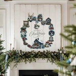 Load image into Gallery viewer, Quiet Country Blue Redesign with Prima Christmas Middy Transfer, Christmas imagery arranged into a wreath shape
